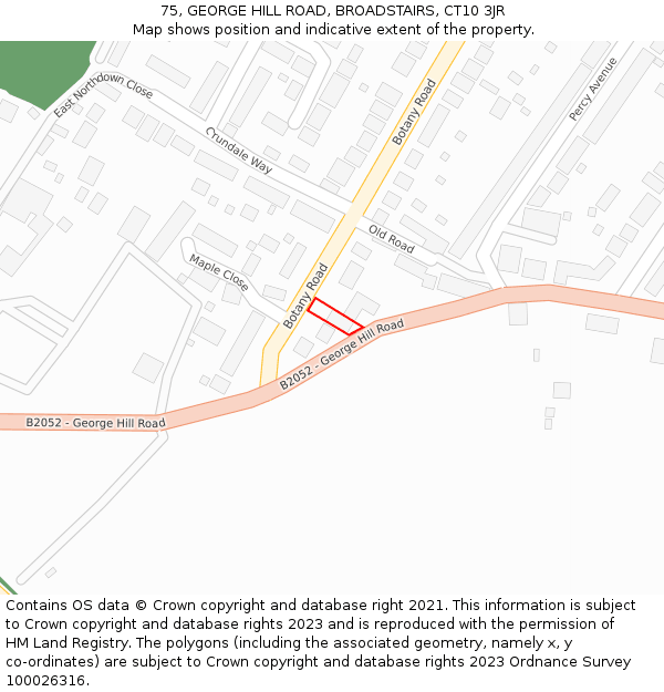 75, GEORGE HILL ROAD, BROADSTAIRS, CT10 3JR: Location map and indicative extent of plot