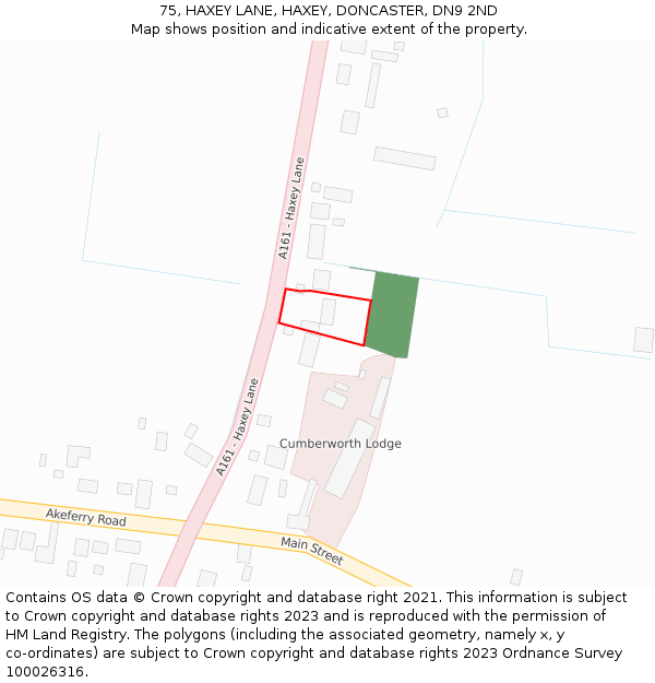 75, HAXEY LANE, HAXEY, DONCASTER, DN9 2ND: Location map and indicative extent of plot
