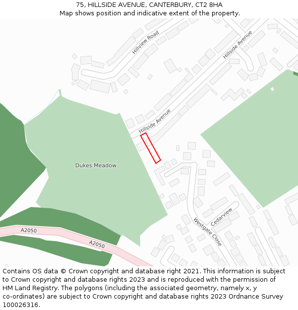 75, HILLSIDE AVENUE, CANTERBURY, CT2 8HA: Location map and indicative extent of plot