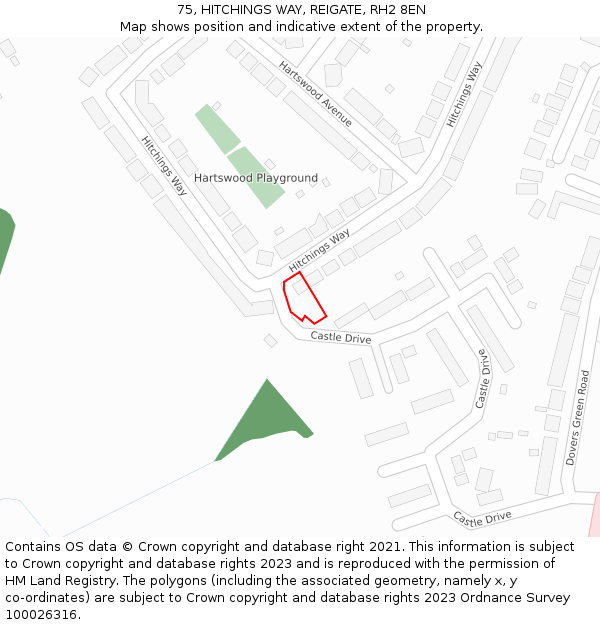 75, HITCHINGS WAY, REIGATE, RH2 8EN: Location map and indicative extent of plot