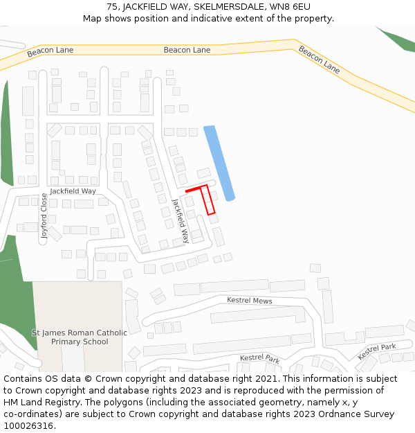 75, JACKFIELD WAY, SKELMERSDALE, WN8 6EU: Location map and indicative extent of plot