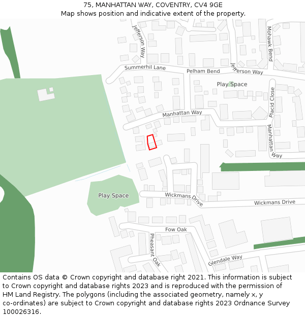 75, MANHATTAN WAY, COVENTRY, CV4 9GE: Location map and indicative extent of plot