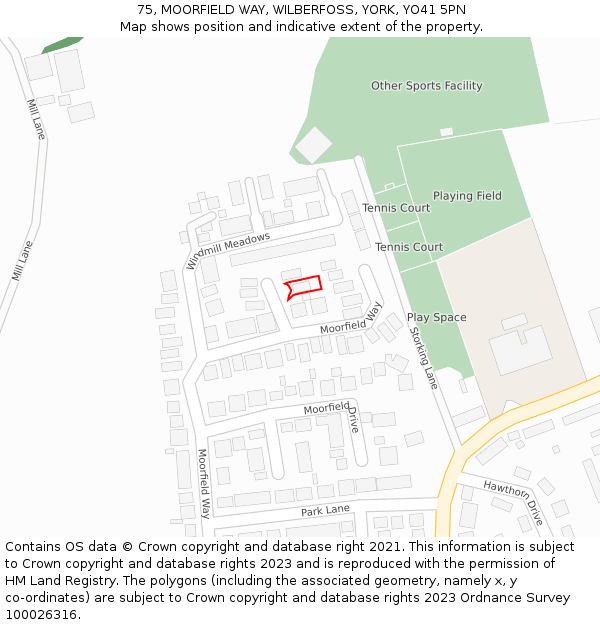 75, MOORFIELD WAY, WILBERFOSS, YORK, YO41 5PN: Location map and indicative extent of plot
