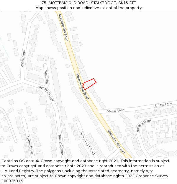 75, MOTTRAM OLD ROAD, STALYBRIDGE, SK15 2TE: Location map and indicative extent of plot