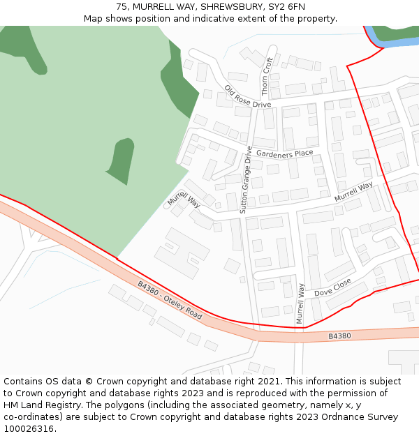 75, MURRELL WAY, SHREWSBURY, SY2 6FN: Location map and indicative extent of plot