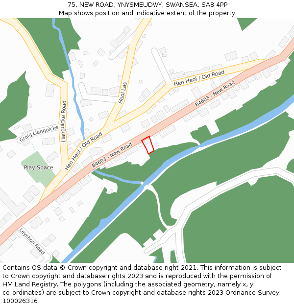 75, NEW ROAD, YNYSMEUDWY, SWANSEA, SA8 4PP: Location map and indicative extent of plot