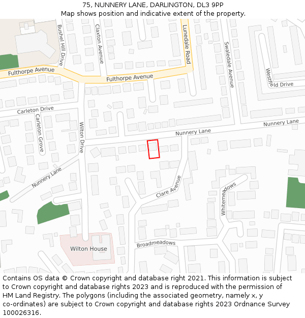 75, NUNNERY LANE, DARLINGTON, DL3 9PP: Location map and indicative extent of plot