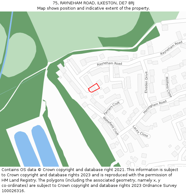 75, RAYNEHAM ROAD, ILKESTON, DE7 8RJ: Location map and indicative extent of plot