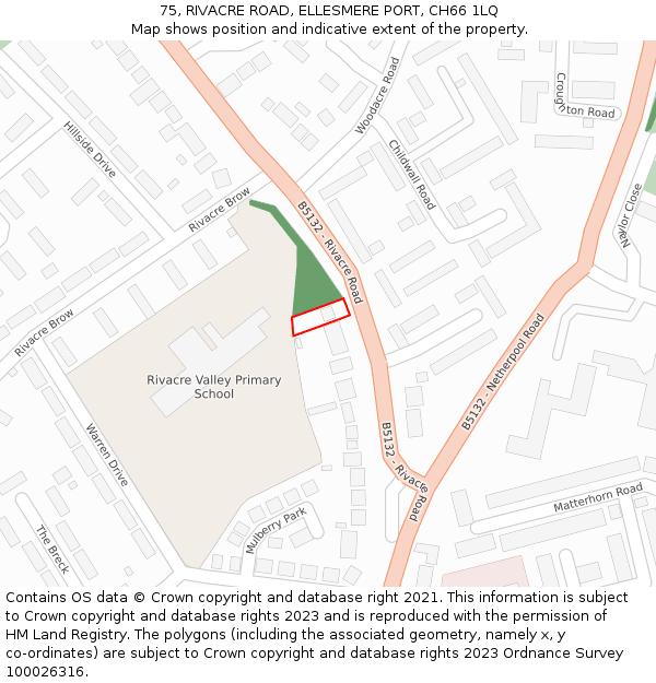 75, RIVACRE ROAD, ELLESMERE PORT, CH66 1LQ: Location map and indicative extent of plot