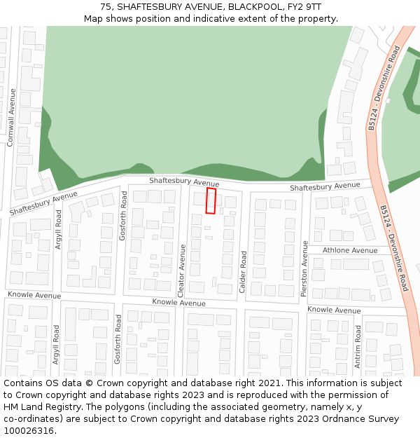 75, SHAFTESBURY AVENUE, BLACKPOOL, FY2 9TT: Location map and indicative extent of plot