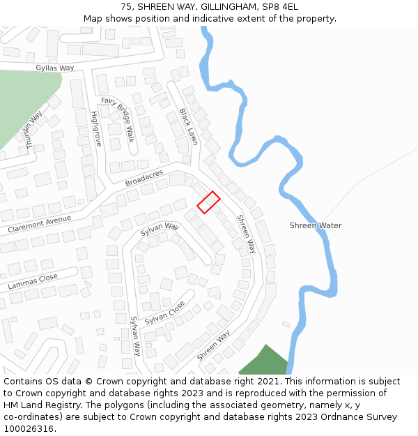 75, SHREEN WAY, GILLINGHAM, SP8 4EL: Location map and indicative extent of plot