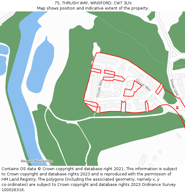 75, THRUSH WAY, WINSFORD, CW7 3LN: Location map and indicative extent of plot