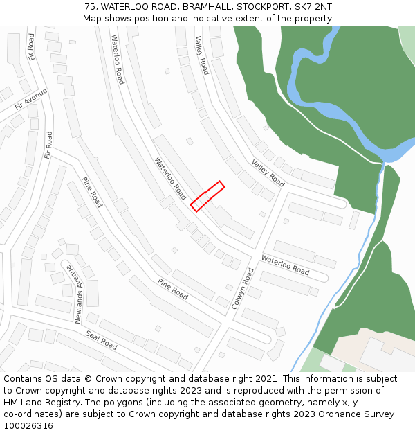 75, WATERLOO ROAD, BRAMHALL, STOCKPORT, SK7 2NT: Location map and indicative extent of plot