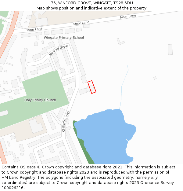 75, WINFORD GROVE, WINGATE, TS28 5DU: Location map and indicative extent of plot