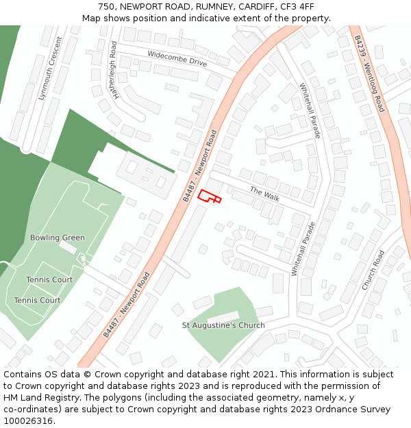 750, NEWPORT ROAD, RUMNEY, CARDIFF, CF3 4FF: Location map and indicative extent of plot