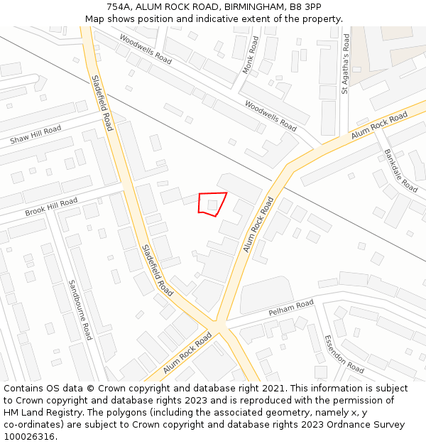 754A, ALUM ROCK ROAD, BIRMINGHAM, B8 3PP: Location map and indicative extent of plot