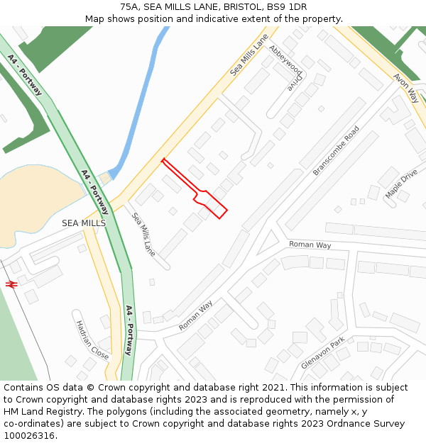 75A, SEA MILLS LANE, BRISTOL, BS9 1DR: Location map and indicative extent of plot