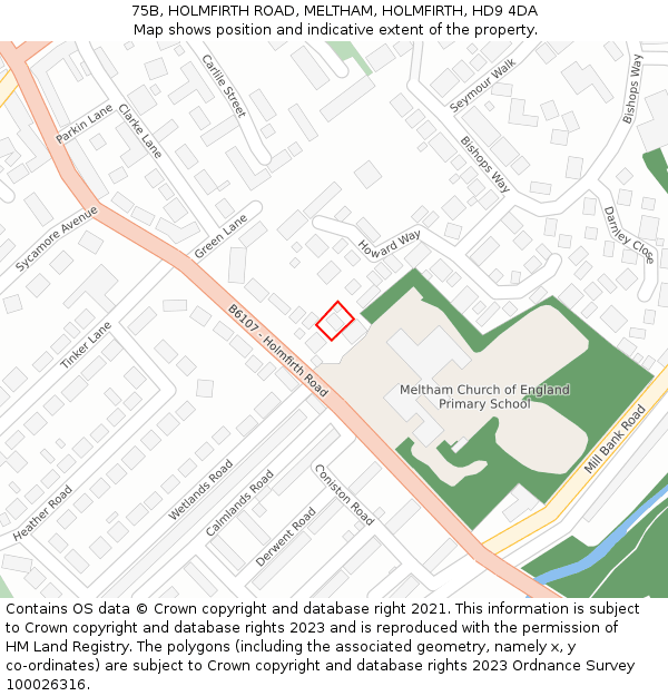 75B, HOLMFIRTH ROAD, MELTHAM, HOLMFIRTH, HD9 4DA: Location map and indicative extent of plot