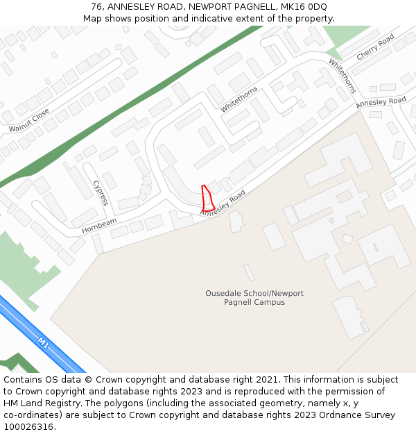 76, ANNESLEY ROAD, NEWPORT PAGNELL, MK16 0DQ: Location map and indicative extent of plot