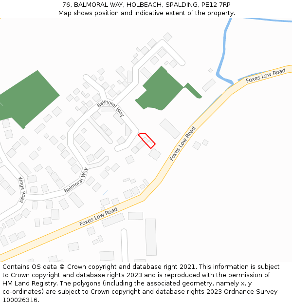 76, BALMORAL WAY, HOLBEACH, SPALDING, PE12 7RP: Location map and indicative extent of plot