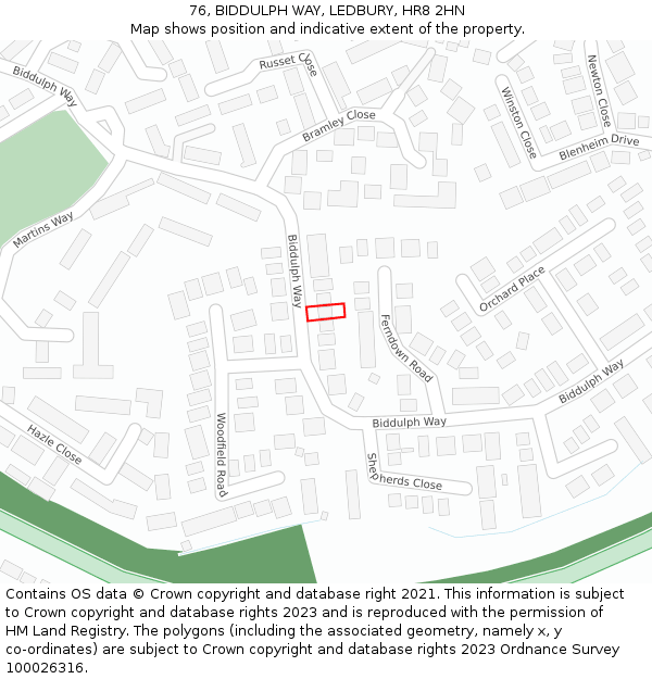 76, BIDDULPH WAY, LEDBURY, HR8 2HN: Location map and indicative extent of plot