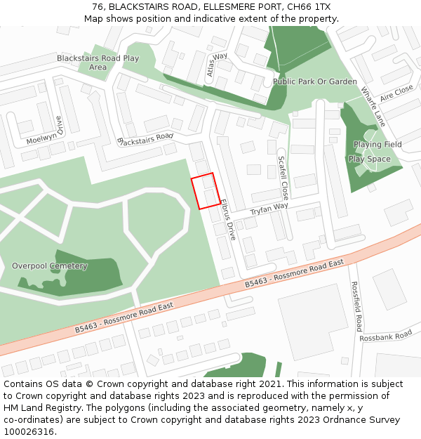 76, BLACKSTAIRS ROAD, ELLESMERE PORT, CH66 1TX: Location map and indicative extent of plot