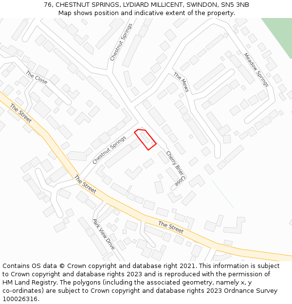 76, CHESTNUT SPRINGS, LYDIARD MILLICENT, SWINDON, SN5 3NB: Location map and indicative extent of plot