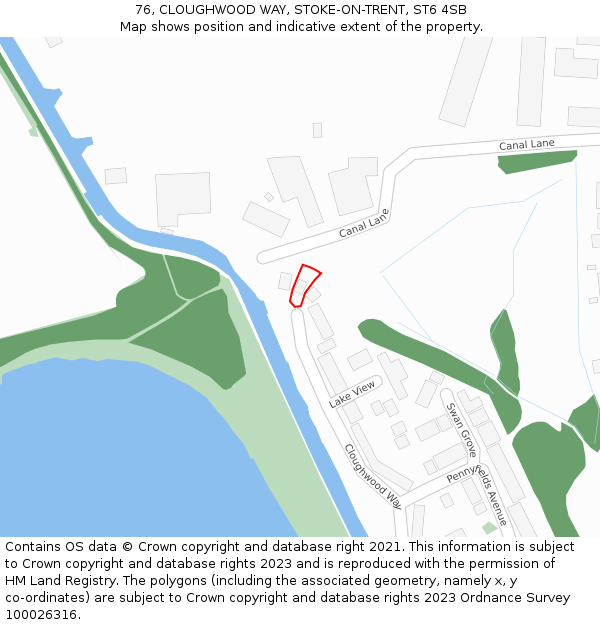 76, CLOUGHWOOD WAY, STOKE-ON-TRENT, ST6 4SB: Location map and indicative extent of plot