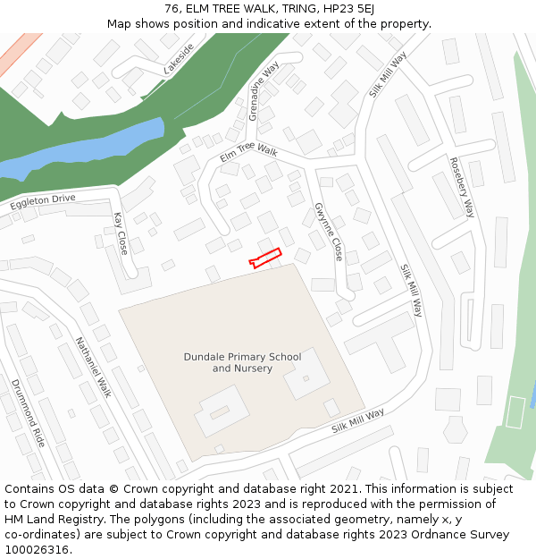 76, ELM TREE WALK, TRING, HP23 5EJ: Location map and indicative extent of plot