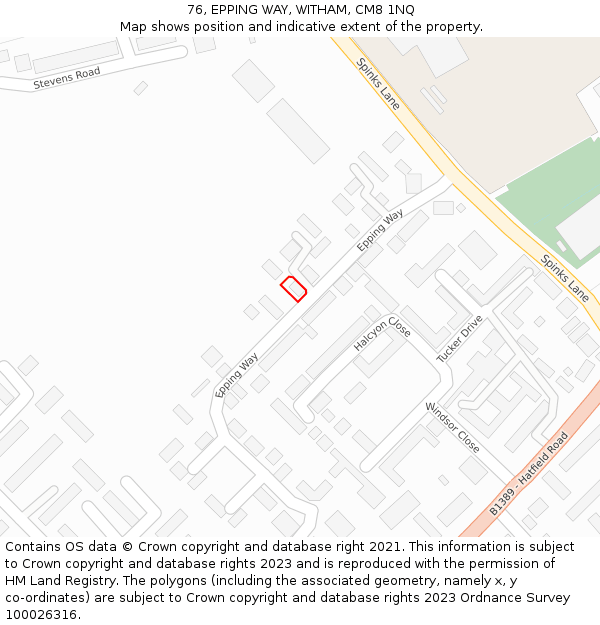 76, EPPING WAY, WITHAM, CM8 1NQ: Location map and indicative extent of plot