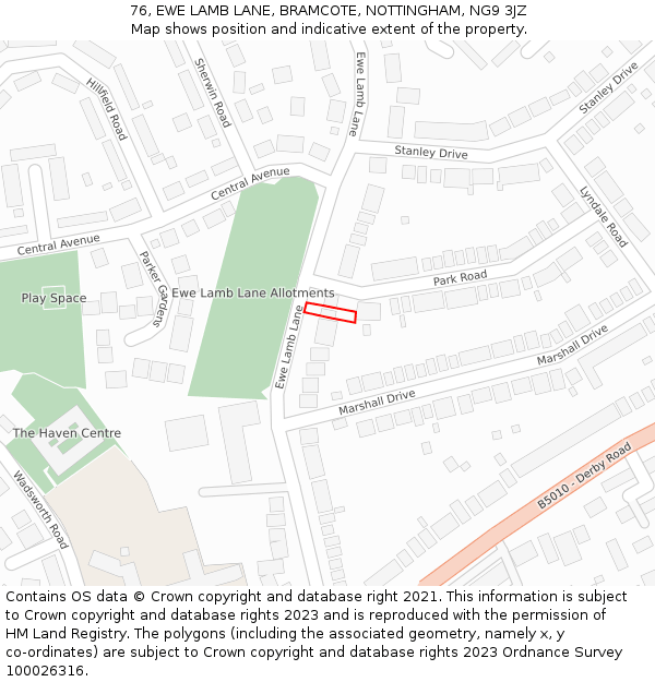 76, EWE LAMB LANE, BRAMCOTE, NOTTINGHAM, NG9 3JZ: Location map and indicative extent of plot