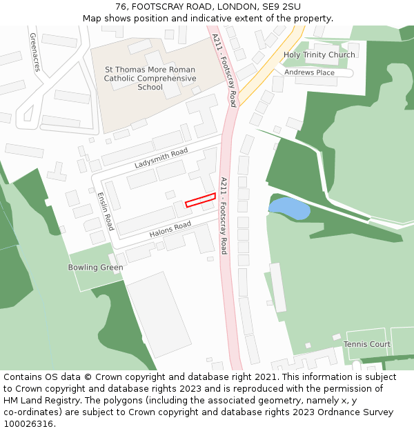 76, FOOTSCRAY ROAD, LONDON, SE9 2SU: Location map and indicative extent of plot