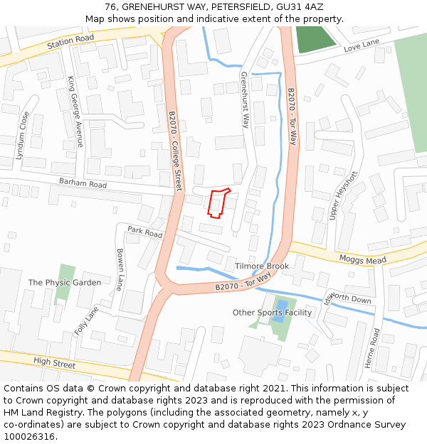 76, GRENEHURST WAY, PETERSFIELD, GU31 4AZ: Location map and indicative extent of plot