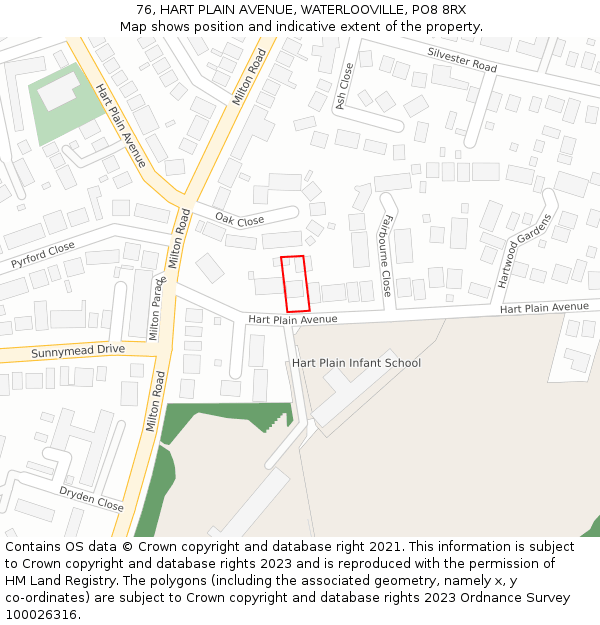 76, HART PLAIN AVENUE, WATERLOOVILLE, PO8 8RX: Location map and indicative extent of plot