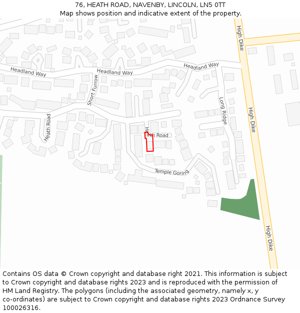 76, HEATH ROAD, NAVENBY, LINCOLN, LN5 0TT: Location map and indicative extent of plot