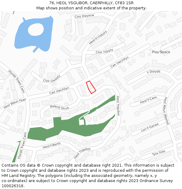 76, HEOL YSGUBOR, CAERPHILLY, CF83 1SR: Location map and indicative extent of plot