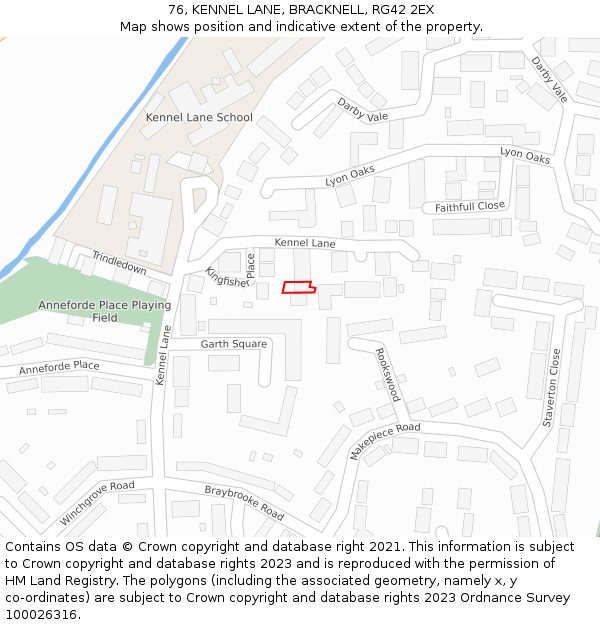 76, KENNEL LANE, BRACKNELL, RG42 2EX: Location map and indicative extent of plot