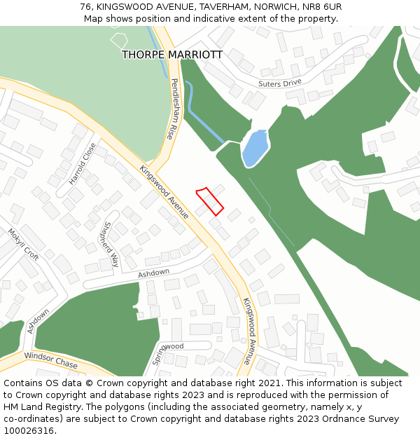 76, KINGSWOOD AVENUE, TAVERHAM, NORWICH, NR8 6UR: Location map and indicative extent of plot