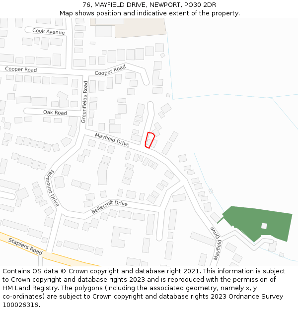 76, MAYFIELD DRIVE, NEWPORT, PO30 2DR: Location map and indicative extent of plot