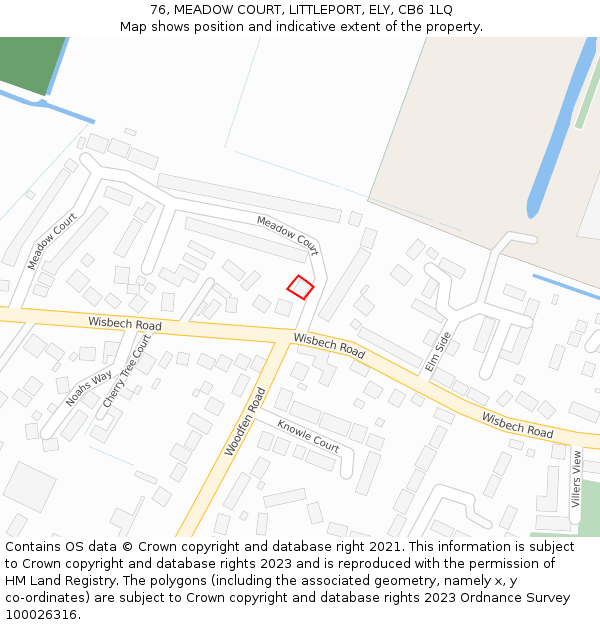 76, MEADOW COURT, LITTLEPORT, ELY, CB6 1LQ: Location map and indicative extent of plot