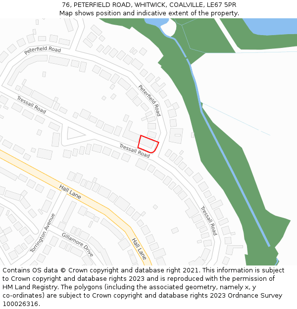 76, PETERFIELD ROAD, WHITWICK, COALVILLE, LE67 5PR: Location map and indicative extent of plot
