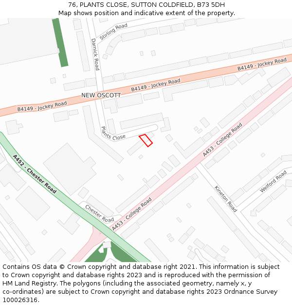 76, PLANTS CLOSE, SUTTON COLDFIELD, B73 5DH: Location map and indicative extent of plot