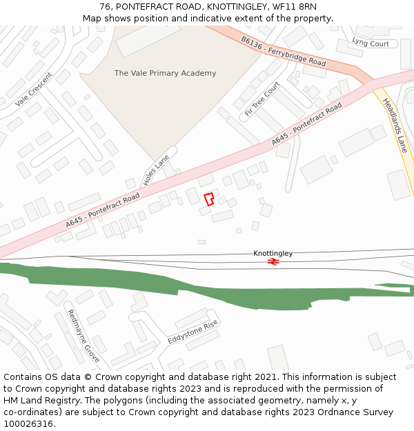 76, PONTEFRACT ROAD, KNOTTINGLEY, WF11 8RN: Location map and indicative extent of plot