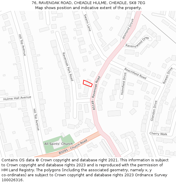 76, RAVENOAK ROAD, CHEADLE HULME, CHEADLE, SK8 7EG: Location map and indicative extent of plot