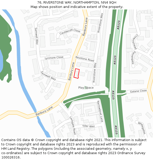 76, RIVERSTONE WAY, NORTHAMPTON, NN4 9QH: Location map and indicative extent of plot