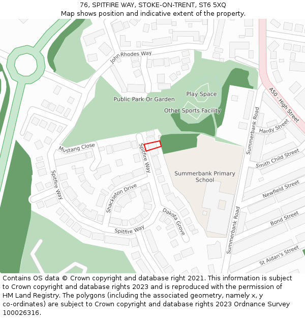 76, SPITFIRE WAY, STOKE-ON-TRENT, ST6 5XQ: Location map and indicative extent of plot