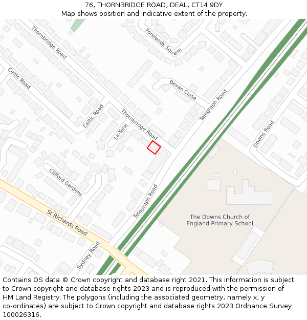 76, THORNBRIDGE ROAD, DEAL, CT14 9DY: Location map and indicative extent of plot