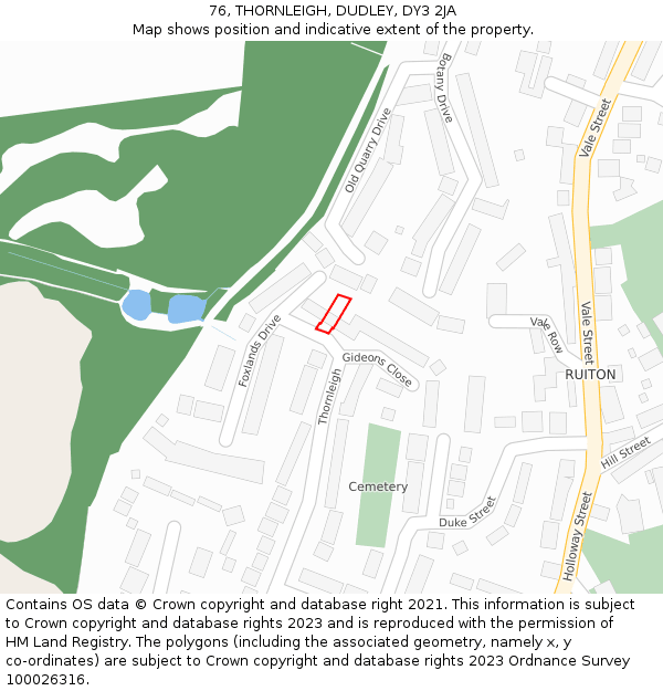 76, THORNLEIGH, DUDLEY, DY3 2JA: Location map and indicative extent of plot