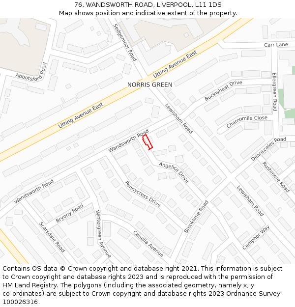 76, WANDSWORTH ROAD, LIVERPOOL, L11 1DS: Location map and indicative extent of plot