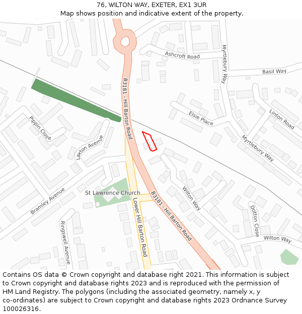 76, WILTON WAY, EXETER, EX1 3UR: Location map and indicative extent of plot